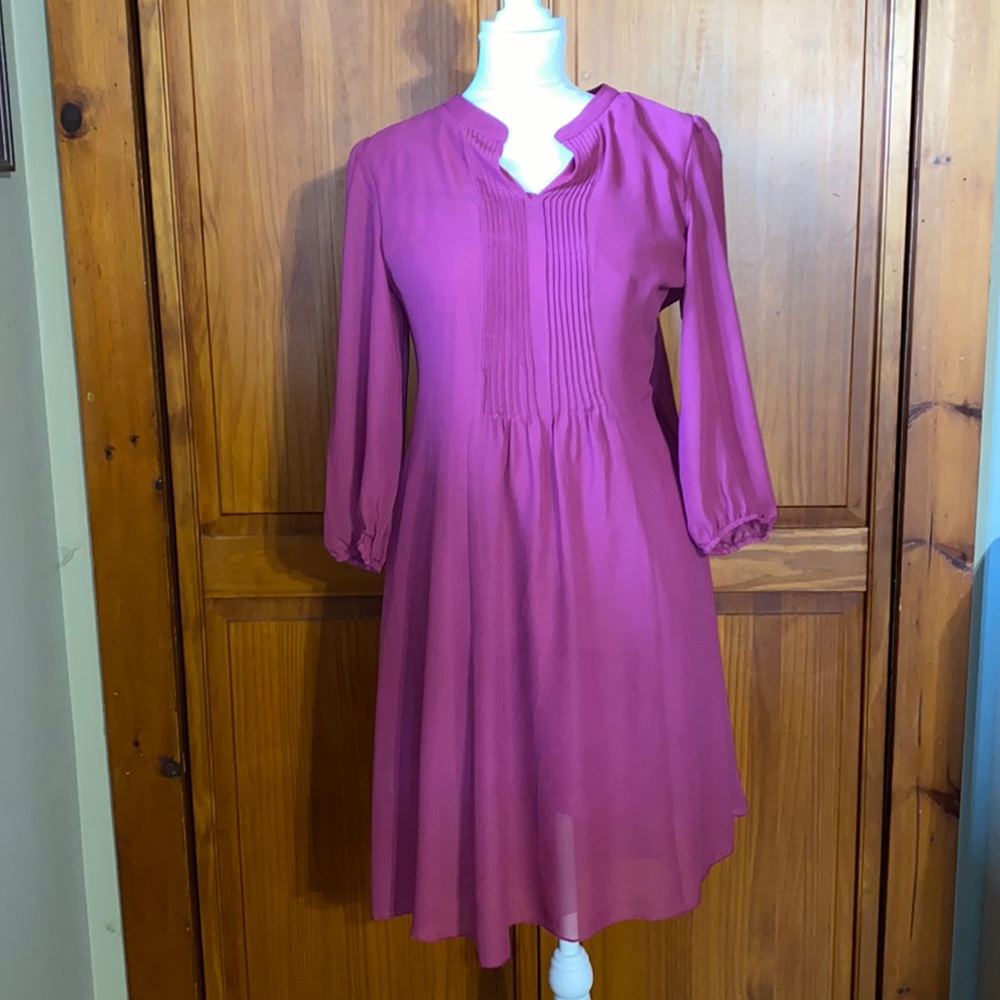 Coldwater Crewk Womens VNeck Burgundy Chiffon Polyester Dress